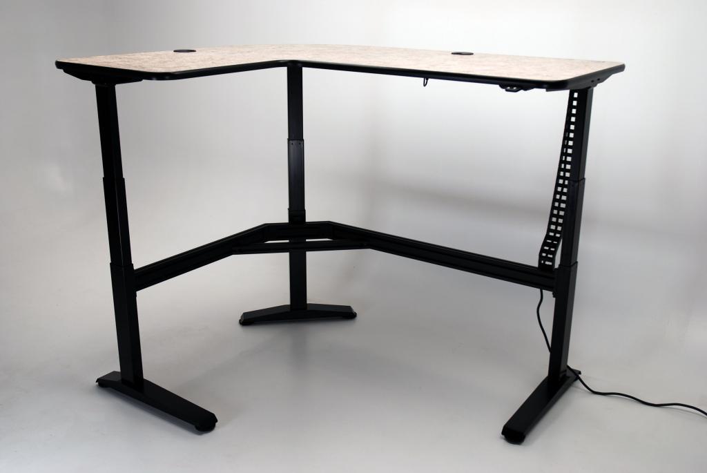 Curved L-Shaped Corner Height Adjustable Desk with RGB