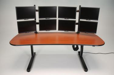Ergo Mesa height adjustable desk with multiple monitors