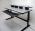 Height adjustable  music editing desk with keyboard tray extended